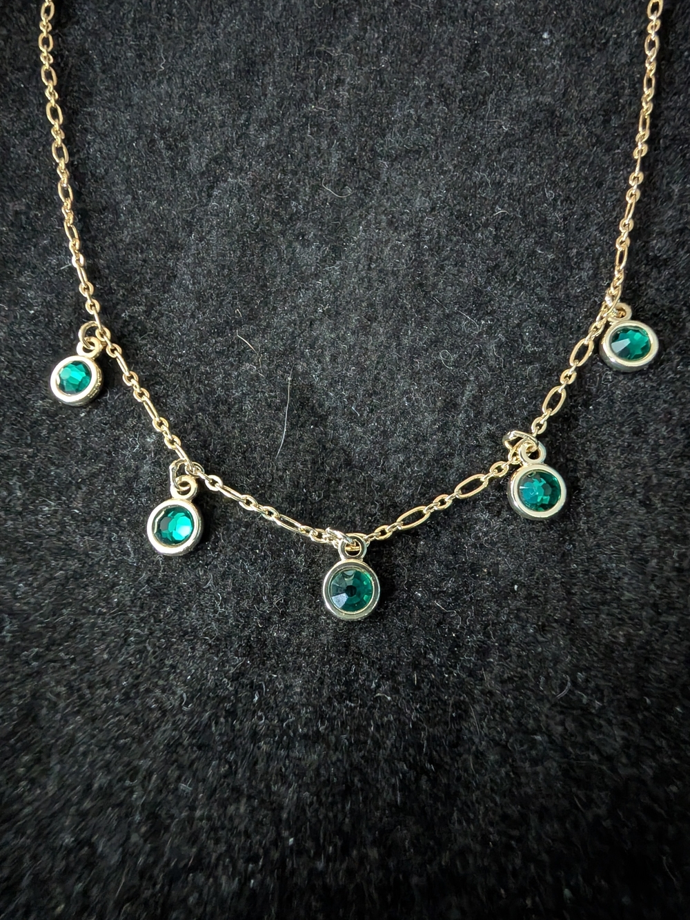 Alex And Ani Gold Chain Necklace with Emerald Green Crystal Charms